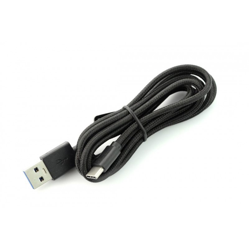 Kabel USB 3.0 typ C 2m - oplot czarny