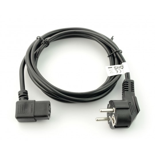 Сетевой кабель IEC 1,8 м VDE угловой - черный
