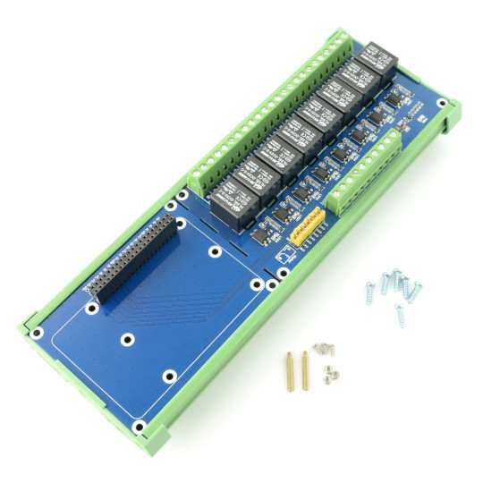 Релейний капелюх для Raspberry Pi - 8 оптоізольованих реле - контакти 5A/250VAC/30VDC - котушка 5V - Waveshare 15423