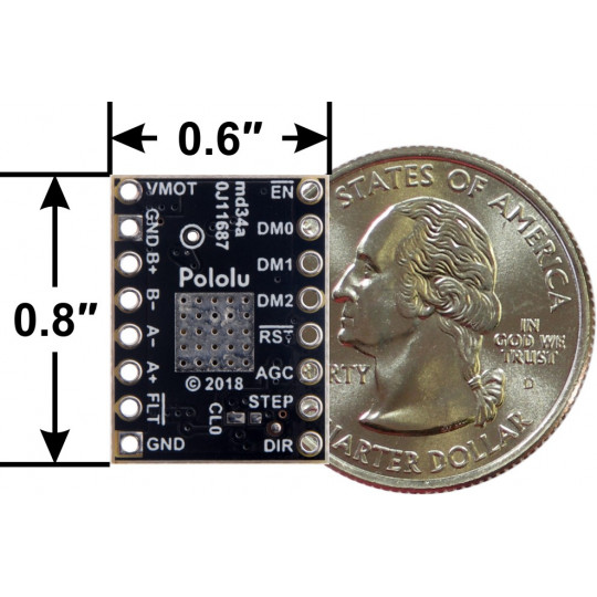 TB67S249FTG - драйвер крокового двигуна 47V/1.6A - з роз'ємами - Pololu 3097