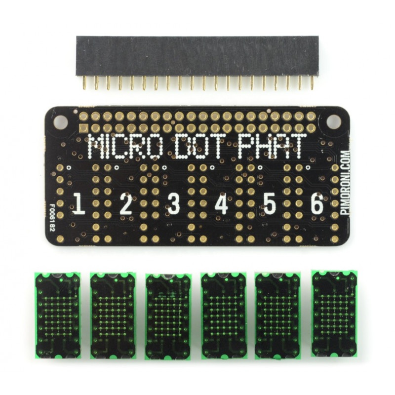 PiMoroni Micro Dot pHAT - 6 matryc LED 5x7 - nakładka dla Raspberry Pi - zielona