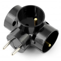 Rozgałęziacz potrójny DPM do gniazda sieciowego AC 250V- czarny