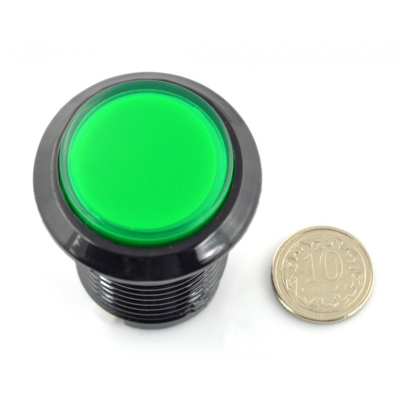 Arcade Push Button 3,3cm - czarny z zielonym podświetleniem
