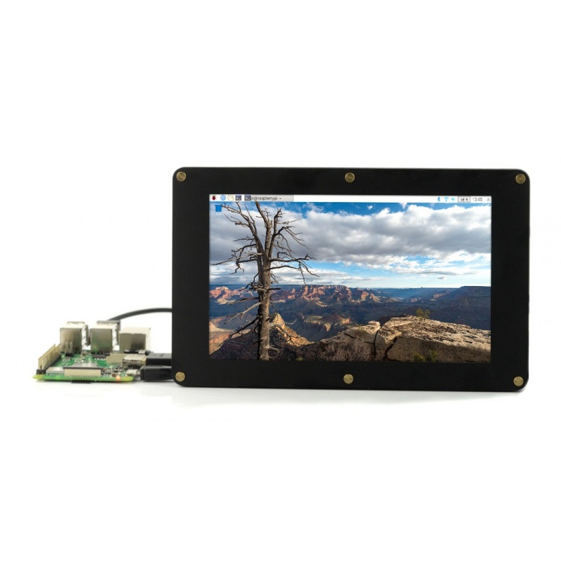 Ekran Seeed studio LCD IPS 7" 720x1280px HDMI + USB dla  Raspberry Pi 3B+/3B/2B/Zero obudowa czarna