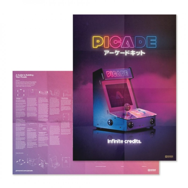 Picade Arcade Machine - retro automat - nakładka + akcesoria dla Raspberry Pi 3B+/3B/2B/Zero - wyświetlacz 8"