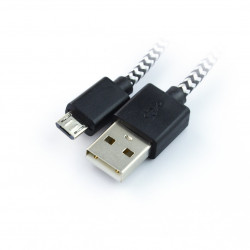 Przewód microUSB B- A - ART - 2m czarno - biały oplot