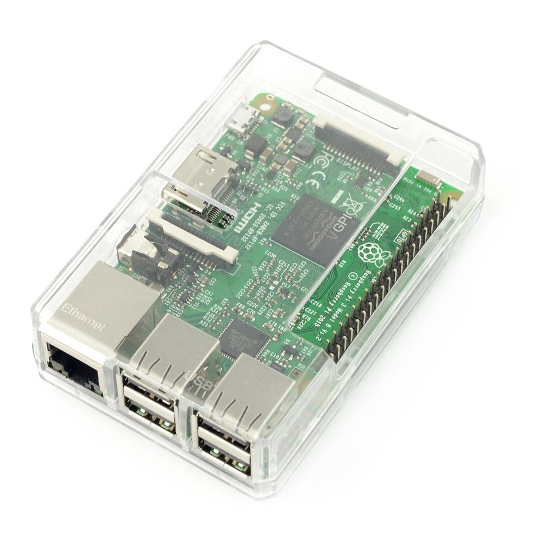 Obudowa Raspberry Pi Model 3B+/3B/2B - przezroczysta HQ z dostępem GPIO