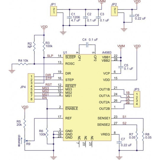 A4988 - Контроллер шагового двигателя RepRap 35 В/2 А - Pololu 1182