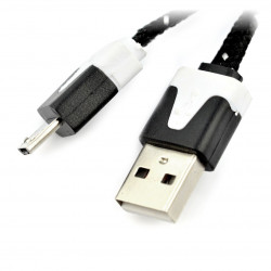 Przewód microUSB B - A w czarnym oplocie, płaski Esperanza EB176K - 1m