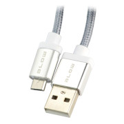 Przewód microUSB B - A w srebrnym oplocie Blow - 1m