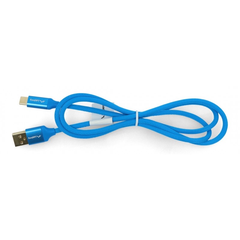 Przewód Lanberg USB Typ A - C 2.0 niebieski premium QC 3.0 - 1m
