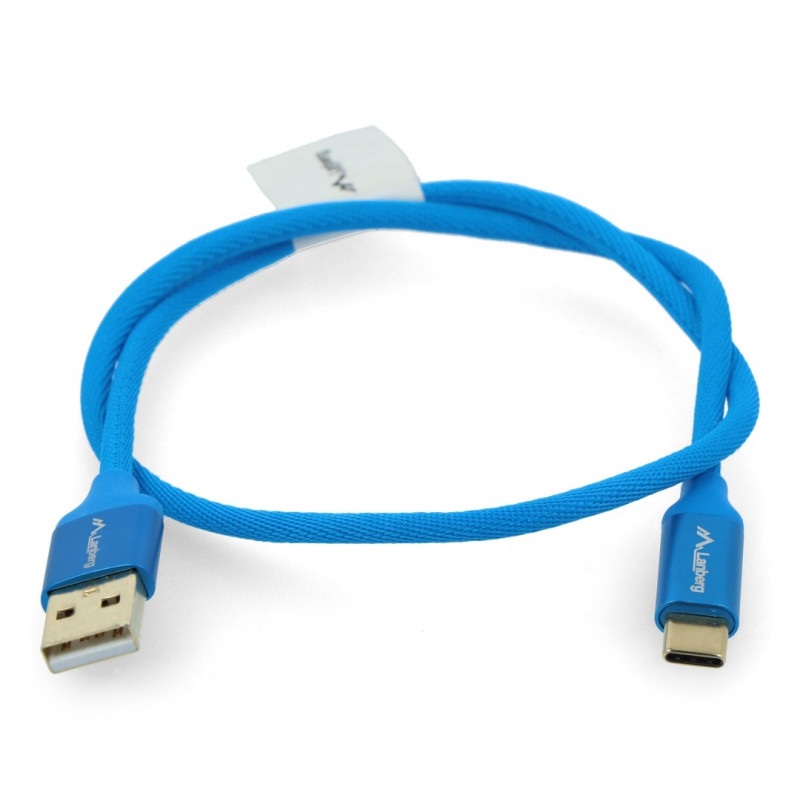 Przewód Lanberg USB Typ A - C 2.0 niebieski premium QC 3.0 - 0,5m