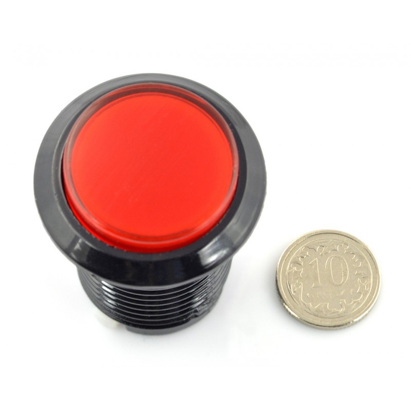 Arcade Push Button 3,3cm - czarny z czerwonym podświetleniem