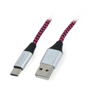 Przewód TRACER USB A - USB C 2.0 czarno - fioletowy oplot - 1m