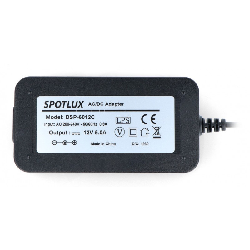 Zasilacz impulsowy Spotlux  DSP-6012C 12 V / 5A wtyk DC 5,5/2,5mm z przewodem