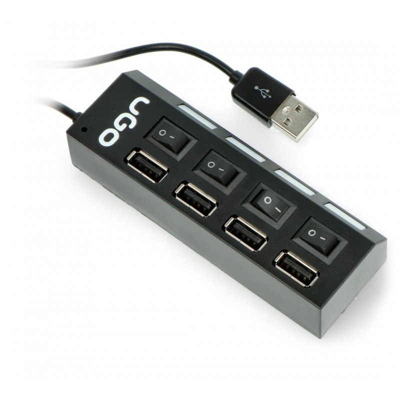 uGo HU-110 - aktywny HUB 4-portowy USB 2.0 z włącznikiem