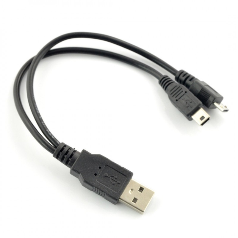 Adapter USB 2w1 miniUSB, microUSB - 20cm