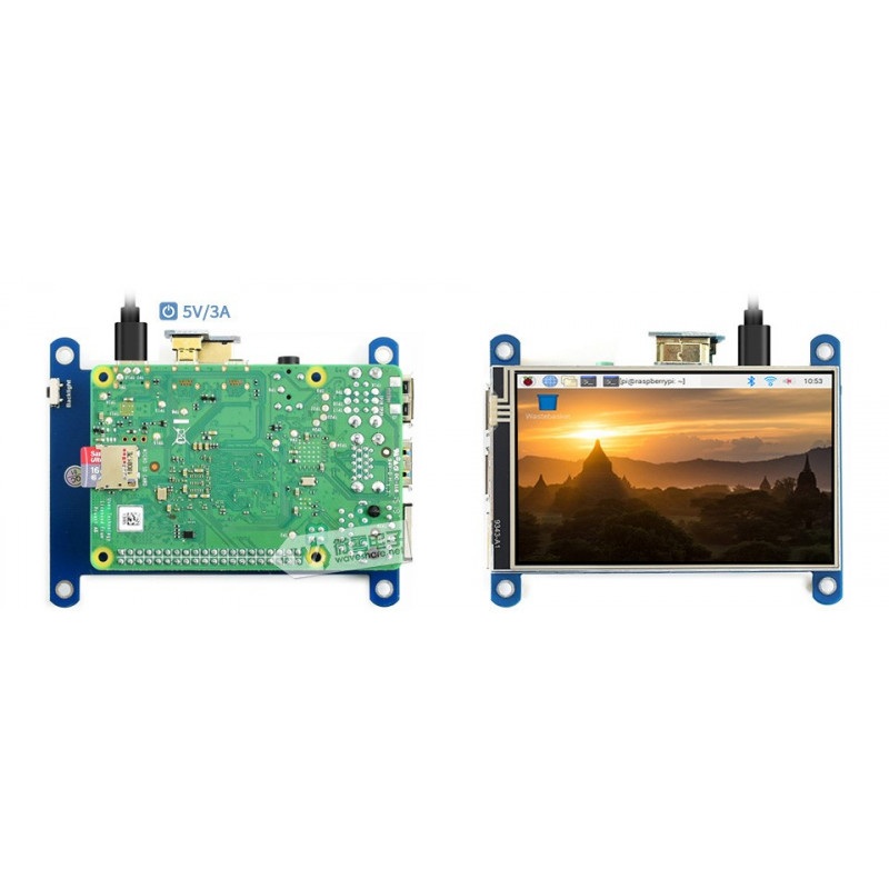 Ekran dotykowy rezystancyjny LCD IPS 4'' (H) 800x480px HDMI + GPIO dla Raspberry Pi 4B/3B+/3B/Zero