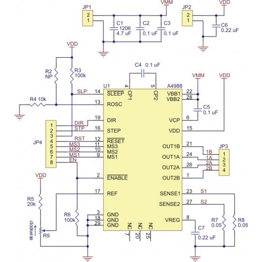 A4988 Чорний - Драйвер крокового двигуна RepRap 35V/2A - Pololu 2128