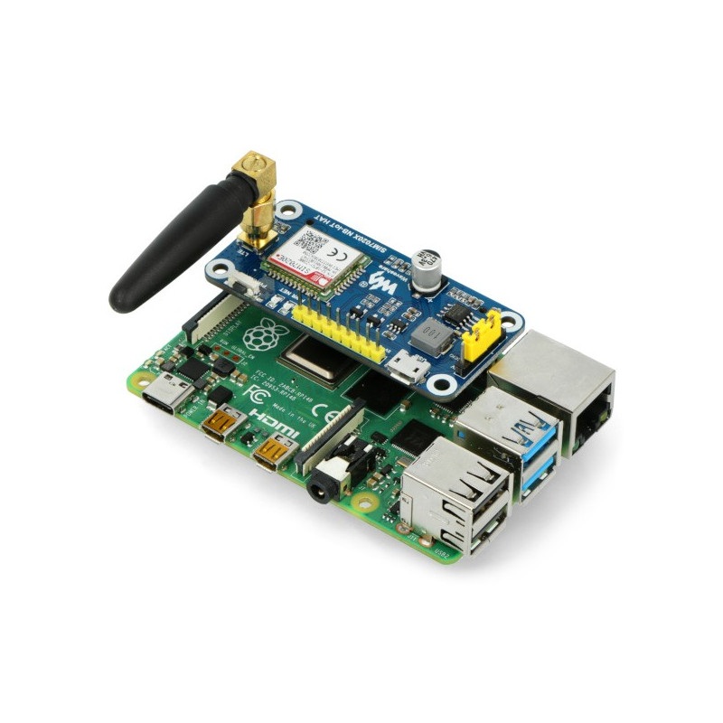 Waveshare NB-IoT HAT - GPS/GSM SIM7020E - nakładka dla Raspberry Pi 4B/3B+/3B/2B/Zero