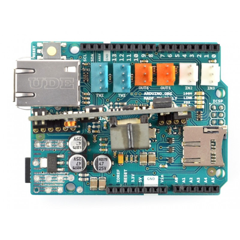 Arduino Ethernet Shield 2 z czytnikiem kart microSD + PoE