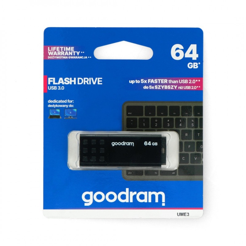 GoodRam Flash Drive - pamięć USB 3.0 Pendrive - UME3 czarny 64GB