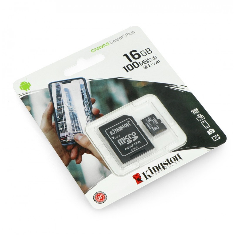 Karta pamięci Kingston Canvas Select Plus microSD HC 16GB 100MB/s + adapter