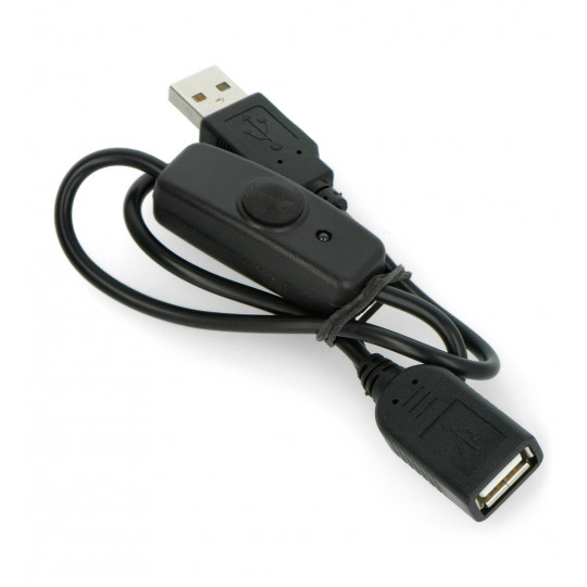 USB A - Подовжувач з вимикачем, чорний - 0,5 м