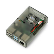 Obudowa do Raspberry Pi 4B z wentylatorem - szara przezroczysta
