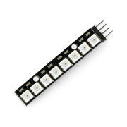 Listwa LED RGB WS2812 5050 x 8 diod - 53mm - wlutowane złącza