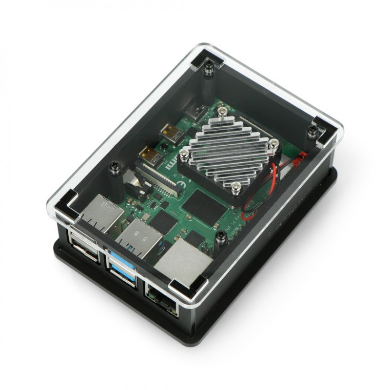 Akrylowa obudowa z wentylatorem 5V dla Raspberry Pi 4 - TPH - 001