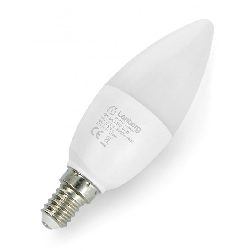 Żarówka LED Lanberg RGBW E14, 5W, 450lm, barwa zimna, Tuya Smart Life