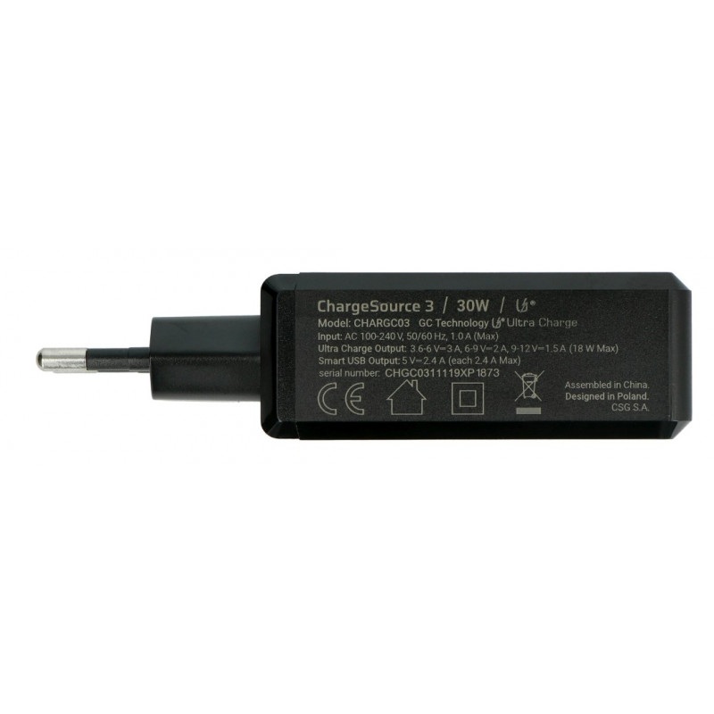 Zasilacz Green Cell Charge Source 3 x USB 30W z szybkim ładowaniem Ultra Charge i Smart Charge