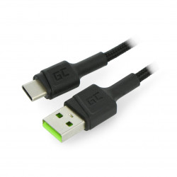 Przewód Green Cell Ray USB 2.0 typ A - USB 2.0 typ C z podświetleniem - 1,2 m czarny z oplotem