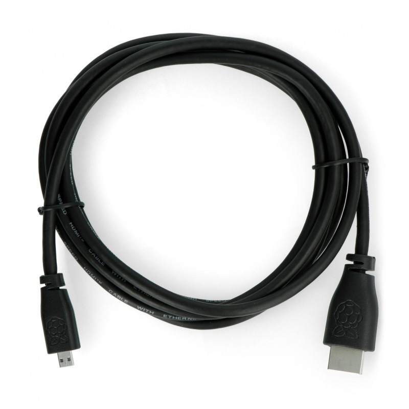 Przewód microHDMI - HDMI - oryginalny dla Raspberry Pi 4 - 2m - czarny