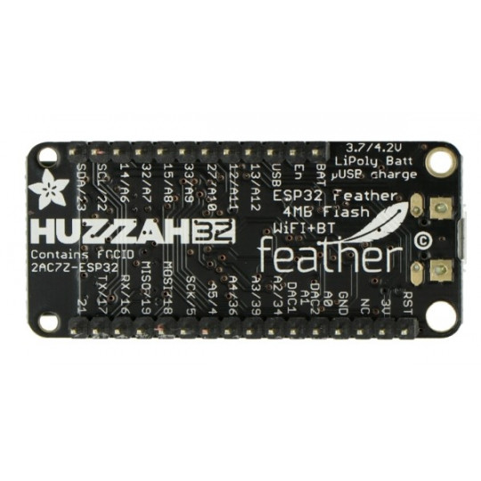 Feather Huzzah ESP32 - WiFi модуль, Bluetooth GPIO - припаяні роз'єми - Adafruit 3591