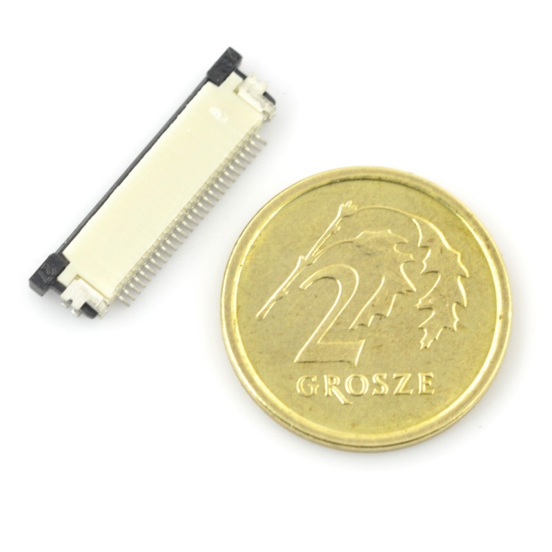 Złącze żeńskie ZIF, FFC/FPC, poziome 28 pin, raster 0,5 mm, górny kontakt