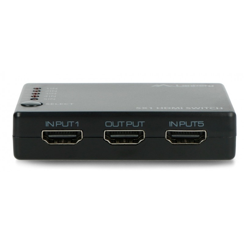 Przełącznik wideo - 5 portów HDMI  - z pilotem i odbiornikiem IR - port microUSB - Lanberg SWV-HDMI-0005