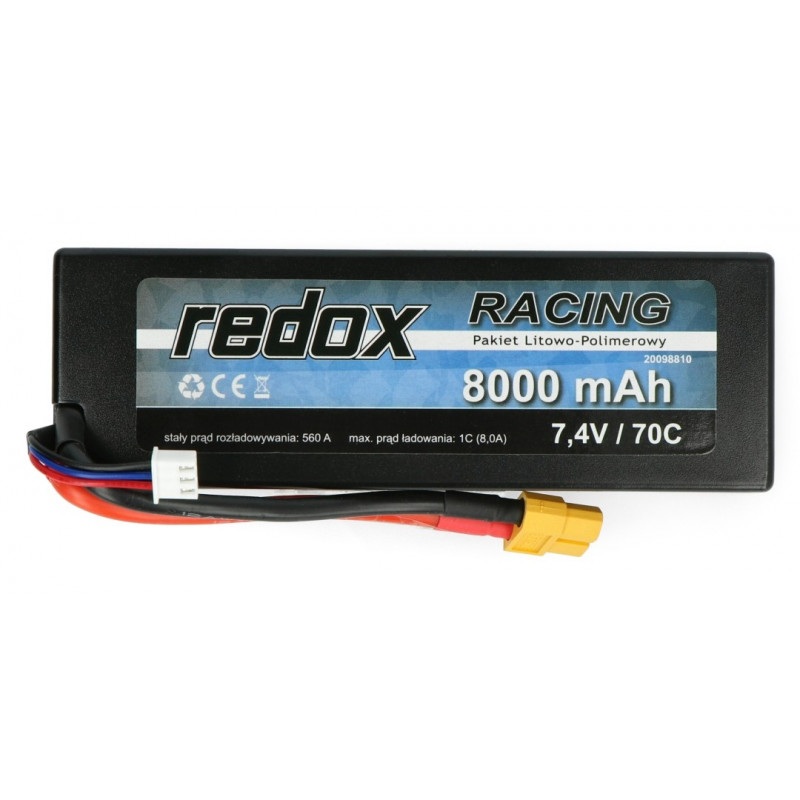 Pakiet Li-Pol Redox Racing 8000mAh 70C 2S 7,4V