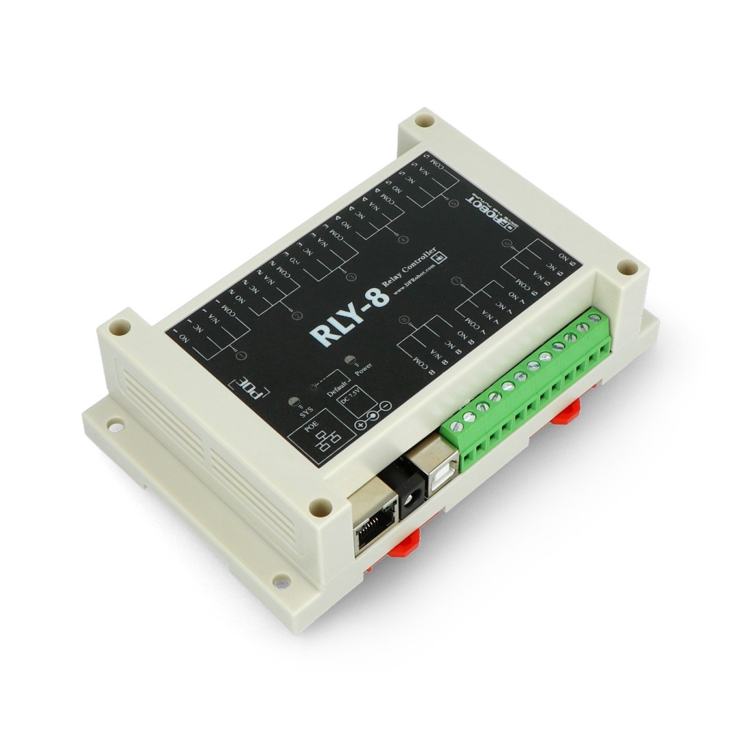 Ethernetowy kontroler z 8-kanałowym przekaźnikiem - RLY-8-POE-USB