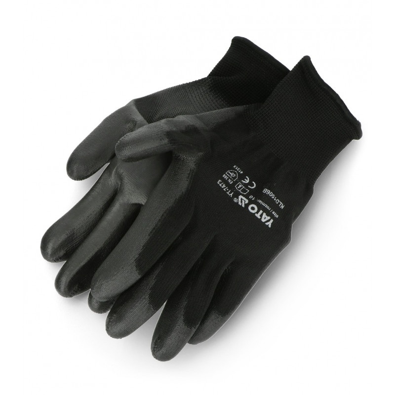 Rękawice robocze Yato rozmiar 10 nylonowe - czarne