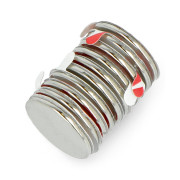 Magnes neodymowy okrągły z warstwą klejącą N N35/Ni 15x1,2mm - 10szt.