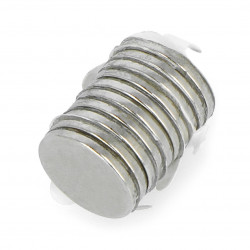 Magnes neodymowy okrągły z warstwą klejącą S N35/Ni - 10x1mm