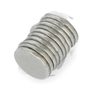 Magnes neodymowy okrągły z warstwą klejącą S N35/Ni - 10x1mm