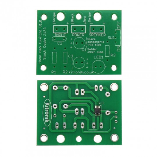 Комплект монопідсилювача - Комплект монопідсилювача з вимикачем живлення та світлодіодами - Kitronik 2173
