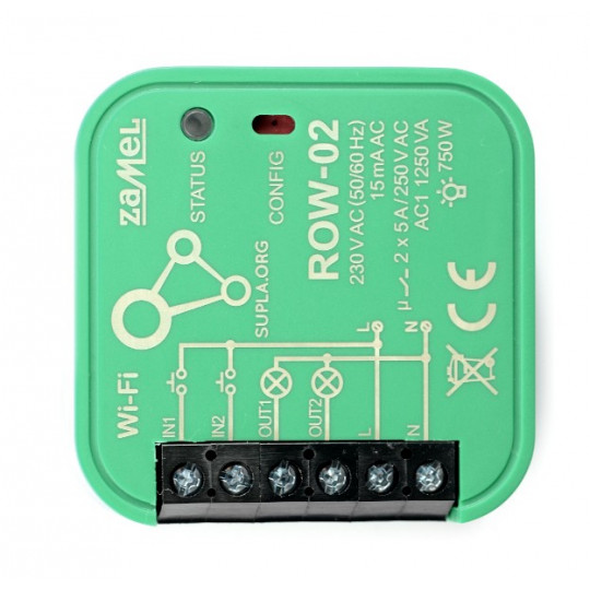 Zamel Supla ROW-02 - 2x WiFi реле 230 В - додаток для Android / iOS