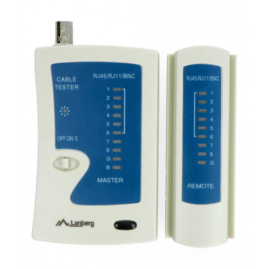 Тестер RJ45 / RJ12 / RJ11 / коаксіального кабелю - Lanberg NT-0401