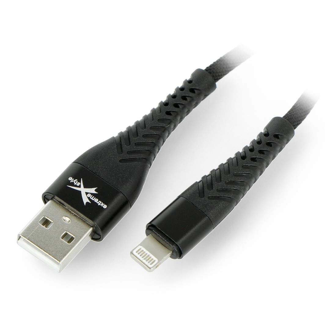 Przewód eXtreme Spider USB A - Lightning do iPhone/iPad/iPod 1,5m - czarny