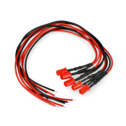 Dioda LED 5mm 12V z rezystorem i przewodem - czerwona