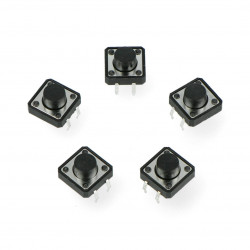 Tact Switch 12x12, 7mm THT 4pin - czarny